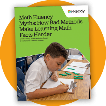 The cover of the guide reads, "Math Fluency Myths: How Bad Methods Make Learning Math Facts Harder".