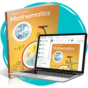 i-Ready Classroom Mathematics instruction book and laptop.