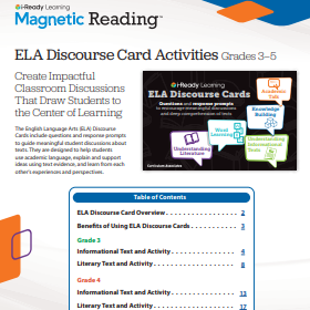 Magnetic Reading ELA Discourse Card Activities.