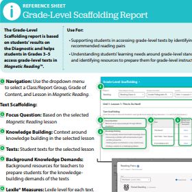 i-Ready Reference Sheet: Grade-Level Scaffolding report.