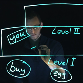 Person writing on a lightboard.