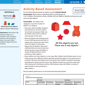 Example of a Grade K activity-based assessment.