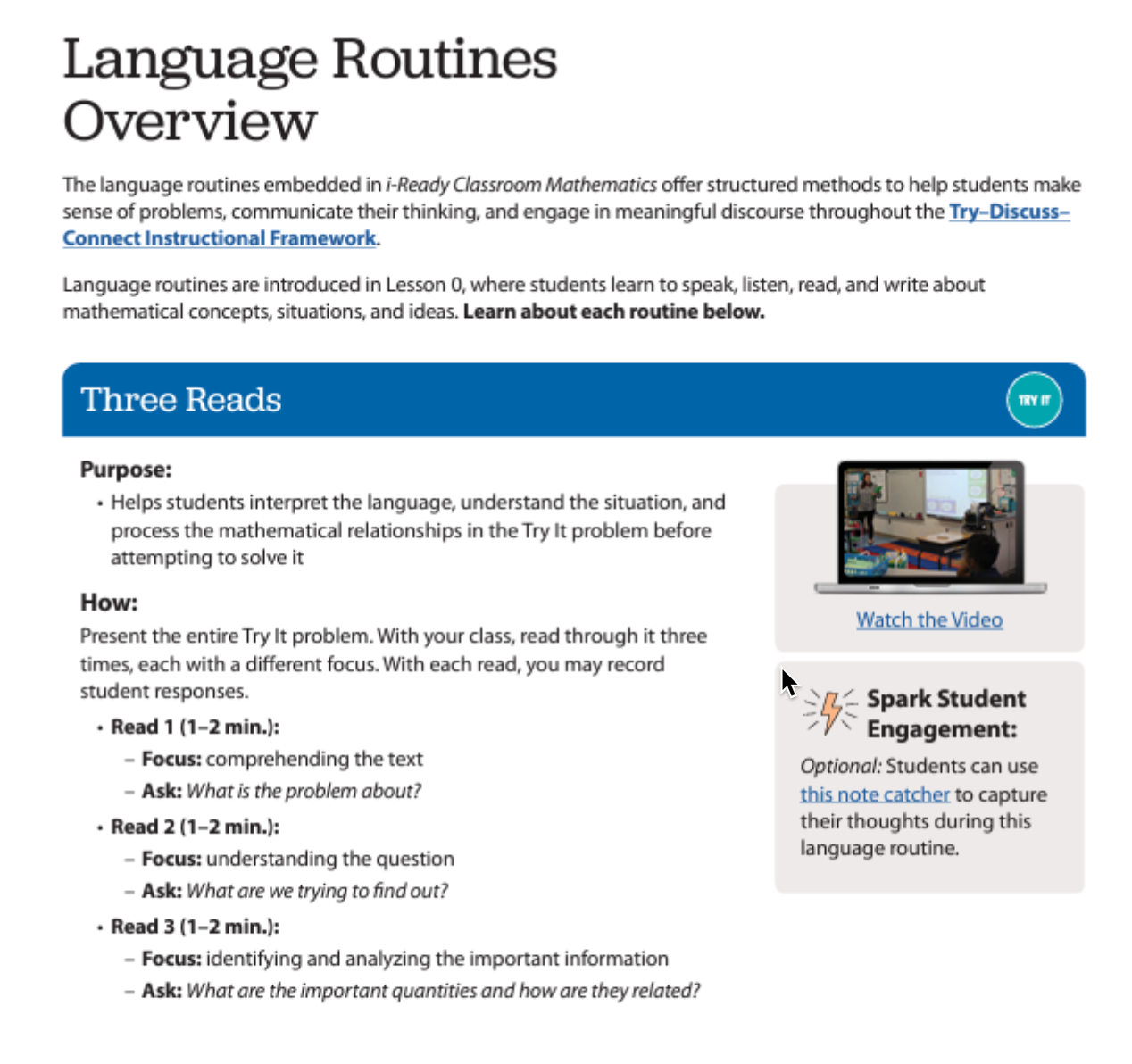i-Ready Classroom Mathematics 2024 Language Routines guide cover.