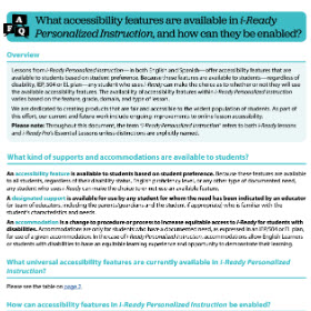 i-Ready Personalized Instruction accessibility FAQ.