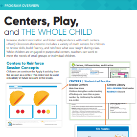 i-Ready Classroom Mathematics Session Center for Grades K and 1.