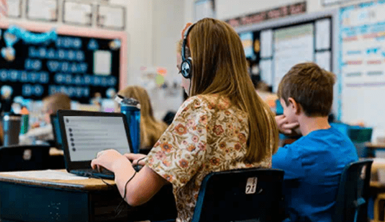 Students access instruction through the use of accessibility-focused tools.