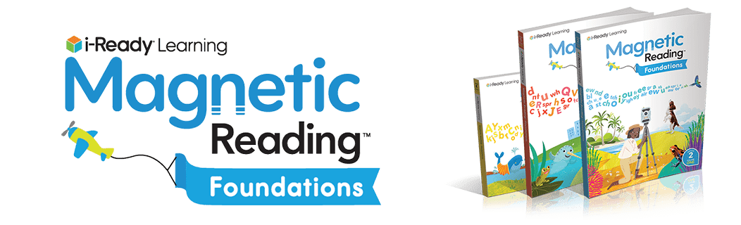 Magnetic Reading Foundations logo beside the print books.