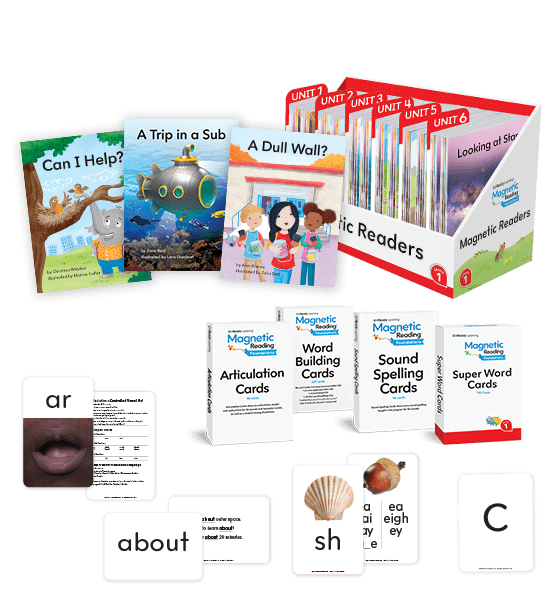 Magnetic Reading Foundations Grade 1 decodable library components.